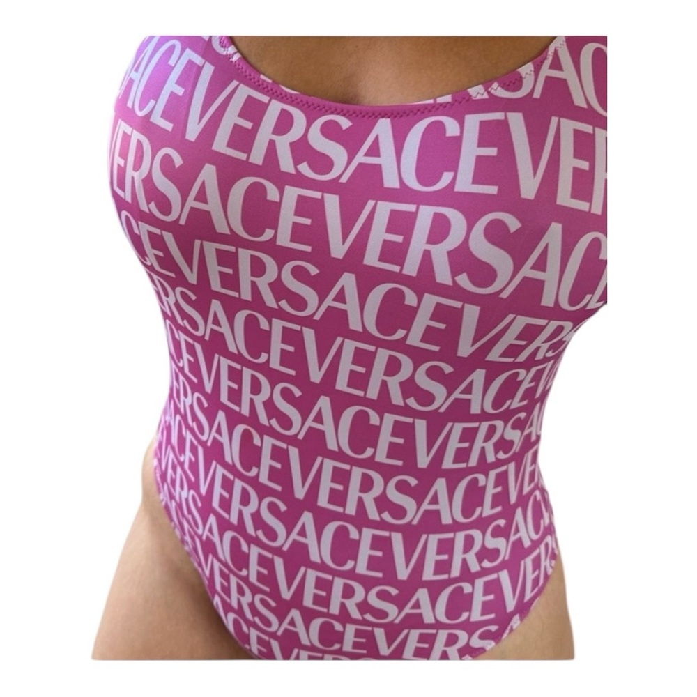 Versace Lycra Vita Pink & White One Piece Swimsuit Size 5/X Large - Picture 10 of 12